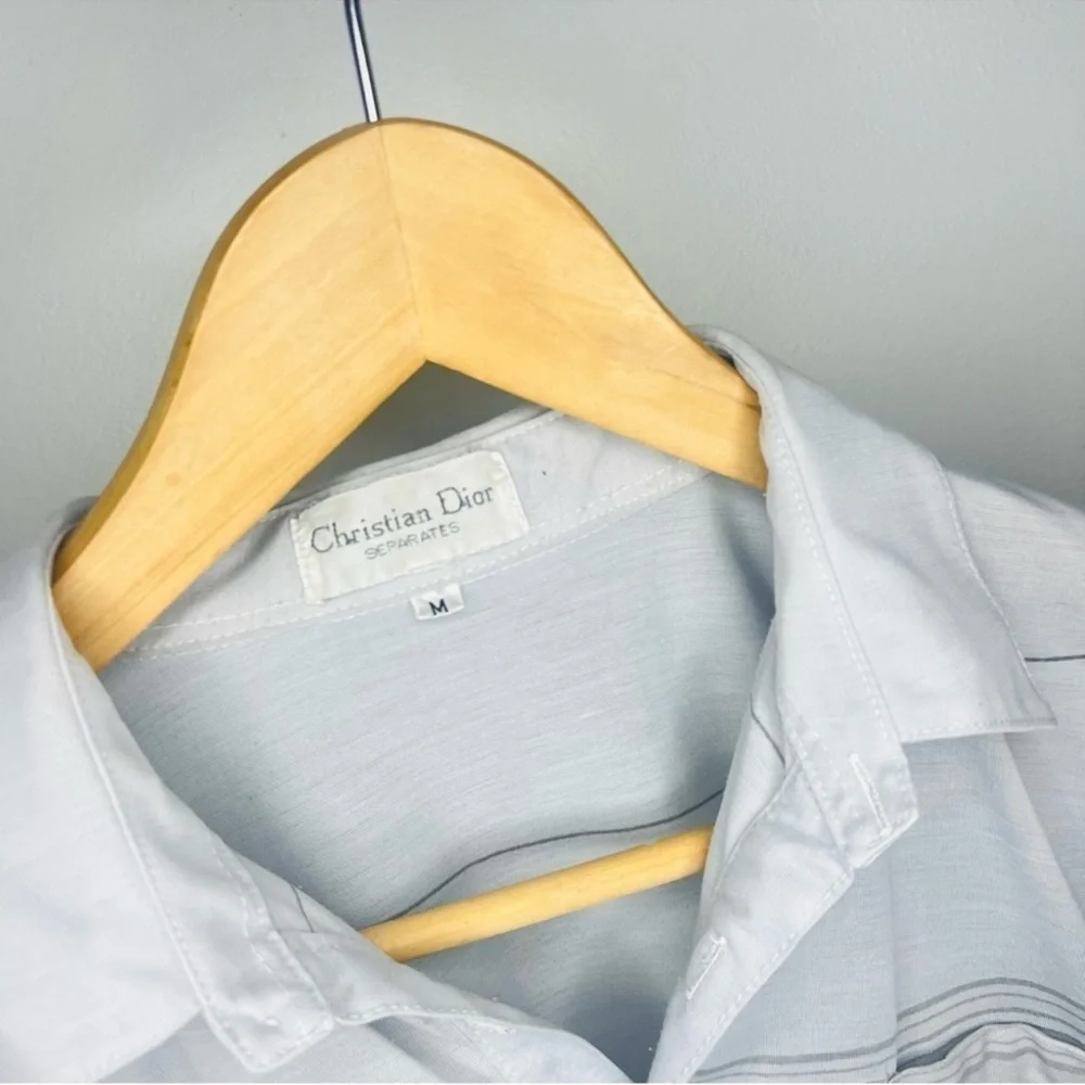 Christian Dior Light Gray Striped Polo M